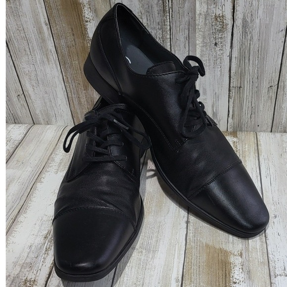 Calvin Klein Bachman Black Mens Dress Shoes Oxford Lace Up Formal Business 10 - Picture 3 of 8